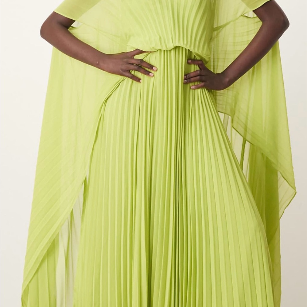 ASOS chiffon green pleated dress